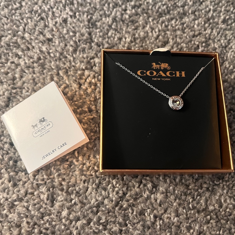 Coach Silver Crystal Halo Pendant Necklace - Silver